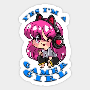 Yes Im A Gamer Girl Blue Sticker